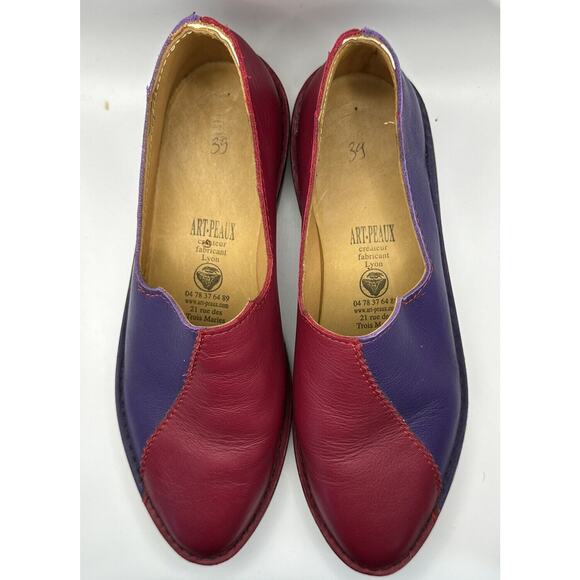 Art Peaux Handmade Shoes Leather Womens Size 39 Pink Purple Vibram Soles - Picture 2 of 8